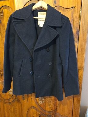 Abercrombie & Fitch Navy Double-Breasted Wool Peacoat